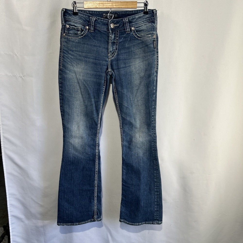Silver Jeans Women 30x32 Suki Surplus Bootcut Rodeo Western Thick Stitch Denim